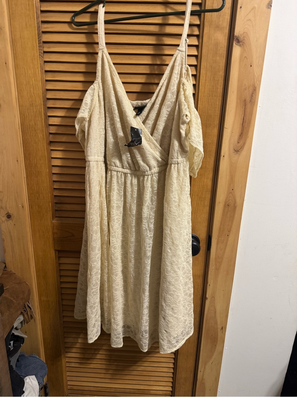 torrid Cream Lace Cold-Shoulder Mini Dress